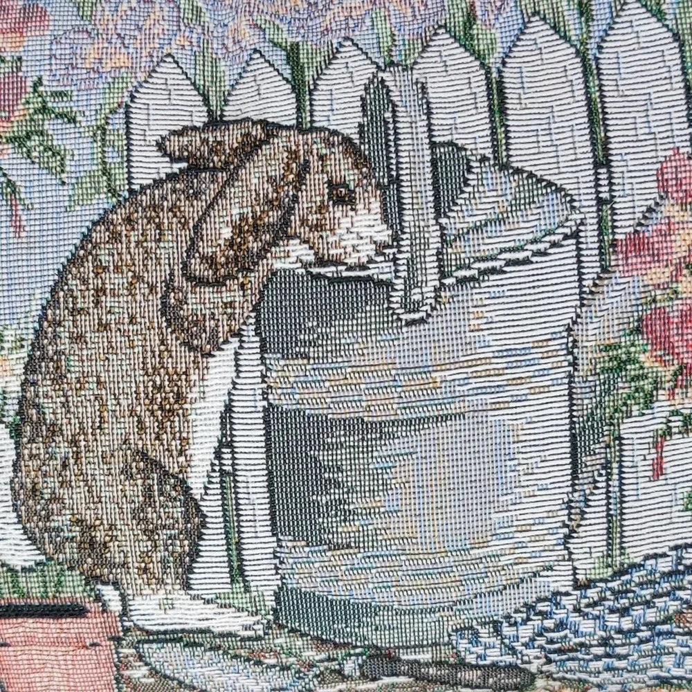 Grannycore Cottagecore Easter Tapestry Bunny Watering Can Floral Pillow
